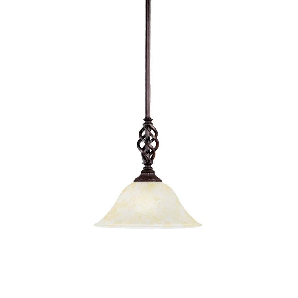 Toltec Lighting 80-DG-513 Elegante Mini Pendant with Hang Straight Swivel with 10 Inch Amber Marble Glass, Dark Granite Finish