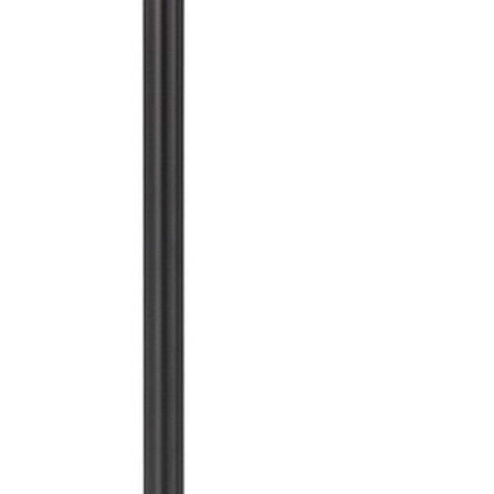 HomeRoots Bronze Tray Table Floor Lamp with Beige Drum Shade, 62 in. Height