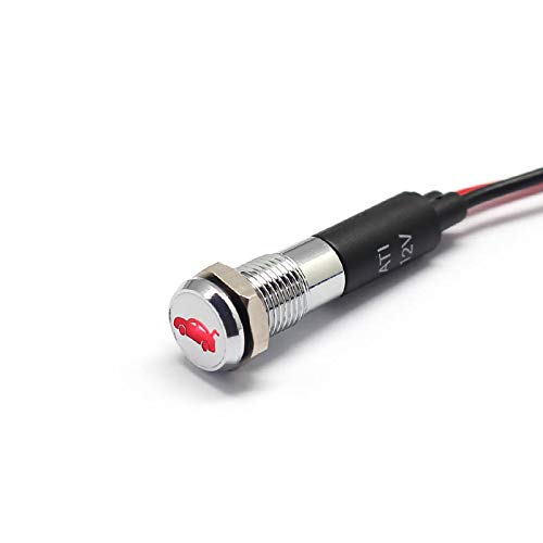 Alpinetech PL8MS 8mm 5/16 12V LED Metal Signal Indicator Pilot Dash Light with Symbols (Trunk Open)