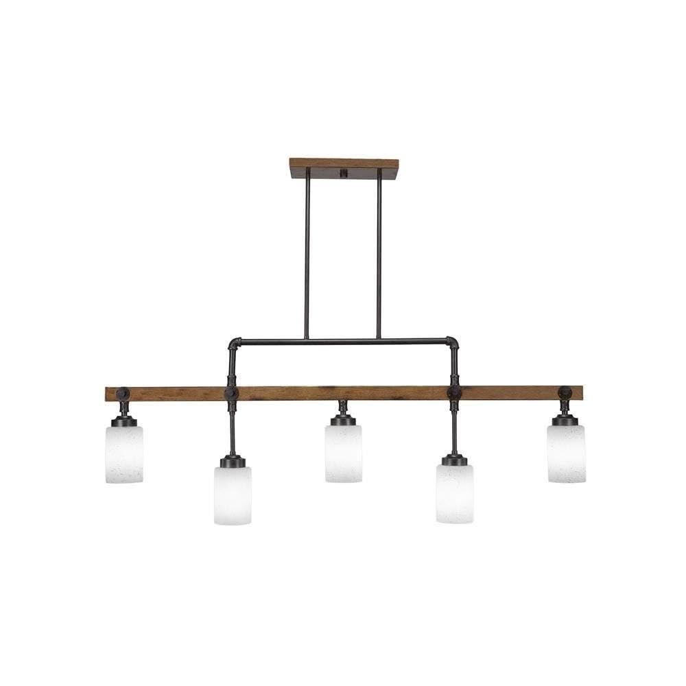 Portland 5 Light Island In Painted Wood-Look Metal & Dark Granite (1145-310)
