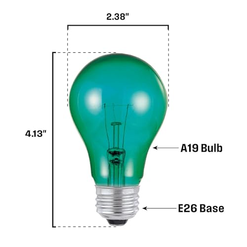 Westinghouse Lighting 0344420 25 Watt A19 Transparent Green Color Light Bulb, Incandescent Party Bulb, Medium Base, 6 Pack