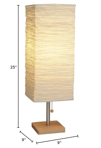 Adesso 8021-12 Dune Table Lamp, 25 In., 100 W Incandescent/ 26W Cfl, Natural Rubber Wood/Steel Accents, 1 Table Lamp , White