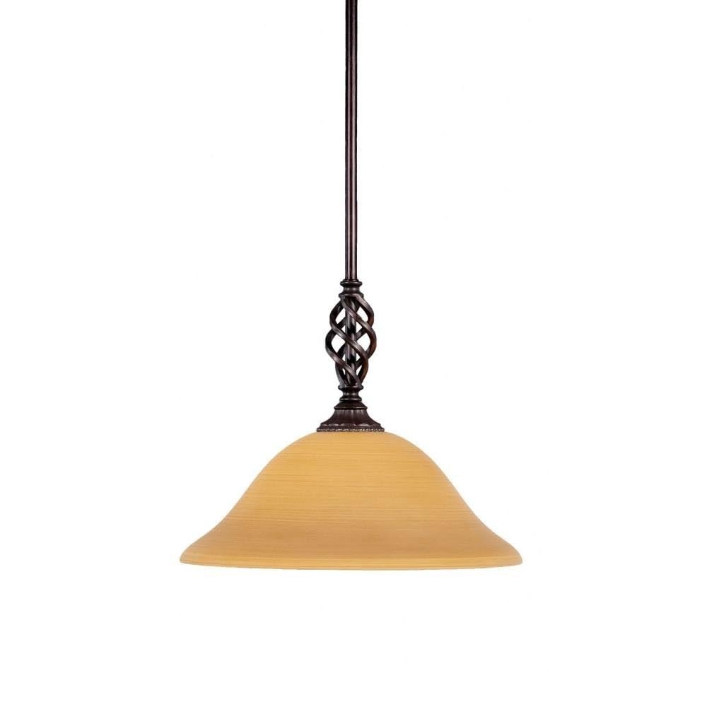 Toltec Lighting 80-DG-624 Elegante Mini Pendant with Hang Straight Swivel with 12 Inch Cayenne Linen Glass, Dark Granite Finish