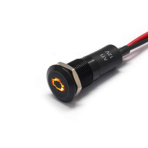 Alpinetech PLB12MS 12mm 12 12V LED Metal Signal Indicator Pilot Dash Light (check Engine)-New