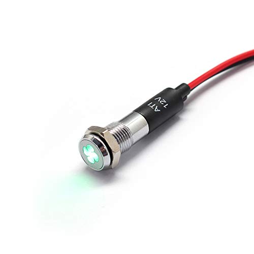 Alpinetech PL8MS 8mm 12V LED Metal Signal Indicator Dash Light with Symbols - Fan
