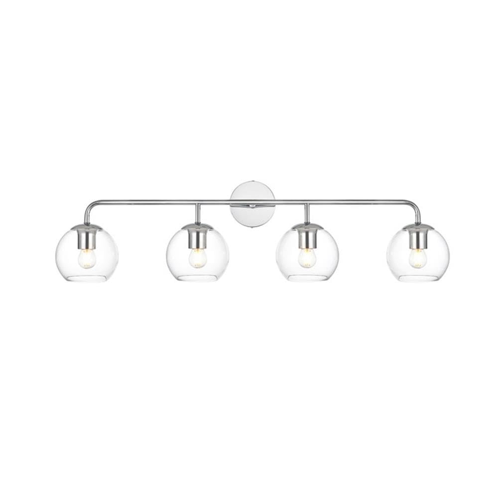 Living District Genesis 4-Light Iron & Glass Bath Sconce in Chrome/Clear