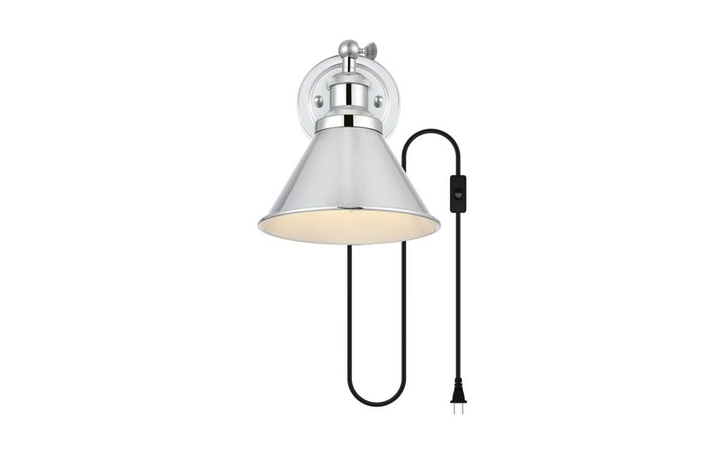 Living District Blaise 1-Light Metal Plug-in Wall Sconce in Chrome