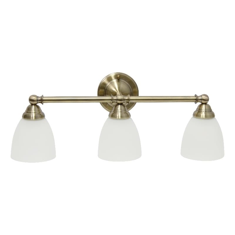 All The Rages 3-Light Vanity Fixture Metal & Glass Antique Brass LHV-1005-AB
