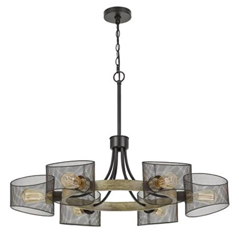 Cal Lighting FX-3742-6 Transitional Six Light Chandelier, Metal, 36 inches, Black Finish, Dronten Collection