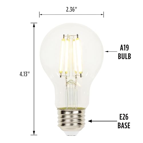 Westinghouse Lighting 5258000 6.5 Watt (60 Watt Equivalent) A19 Dimmable Clear Filament Led Light Bulb, Medium Base