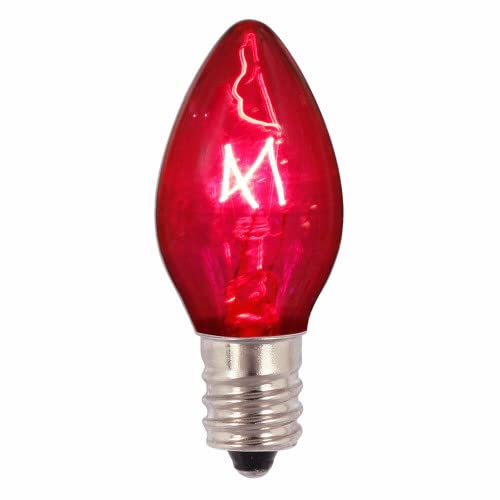 25 Pack C7 Outdoor String Light Christmas Replacement Bulbs Clear C7 E12 Candelabra Base 5 Watt Holiday Light Depot (Pink)