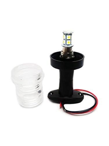 Pactrade Marine 12V Marine Boat Yacht Pontoon Navigation Anchor Light 360 Degrees All Around Nature White Led Splashproof Black Housing Uscg Certified Approved (Fixed Base (H=5.5&quot;))