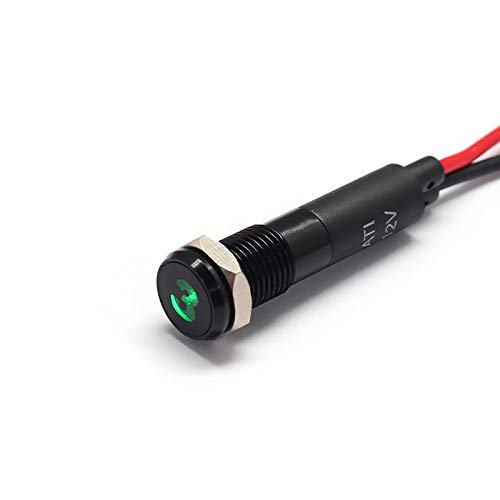 Alpinetech Plb8Ms 8Mm 12V Led Metal Signal Indicator Pilot Dash Light Black Bezel With Symbols