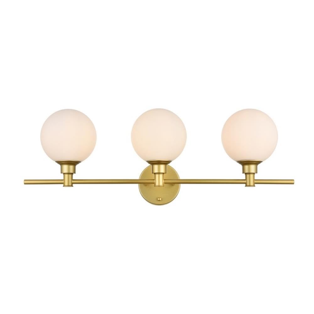 Living District Cordelia 3-Light Iron/Glass Bath Sconce in Brass/Frosted White