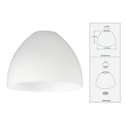 Design Classics Satin White Glass Shade for Light Fixture - 1-5/8-Inch Fitter Opening, White, Glass