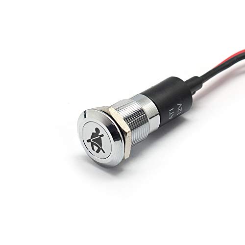 Alpinetech PL12MS 12mm LED Metal Signal Indicator Pilot Dash Light - Seat Belt Warning