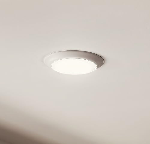 Kichler Gen I LED Downlight, Dimmable Ceiling Flush Mount Light, 7.5in x 1.5in, White, Model 43846WHLED27
