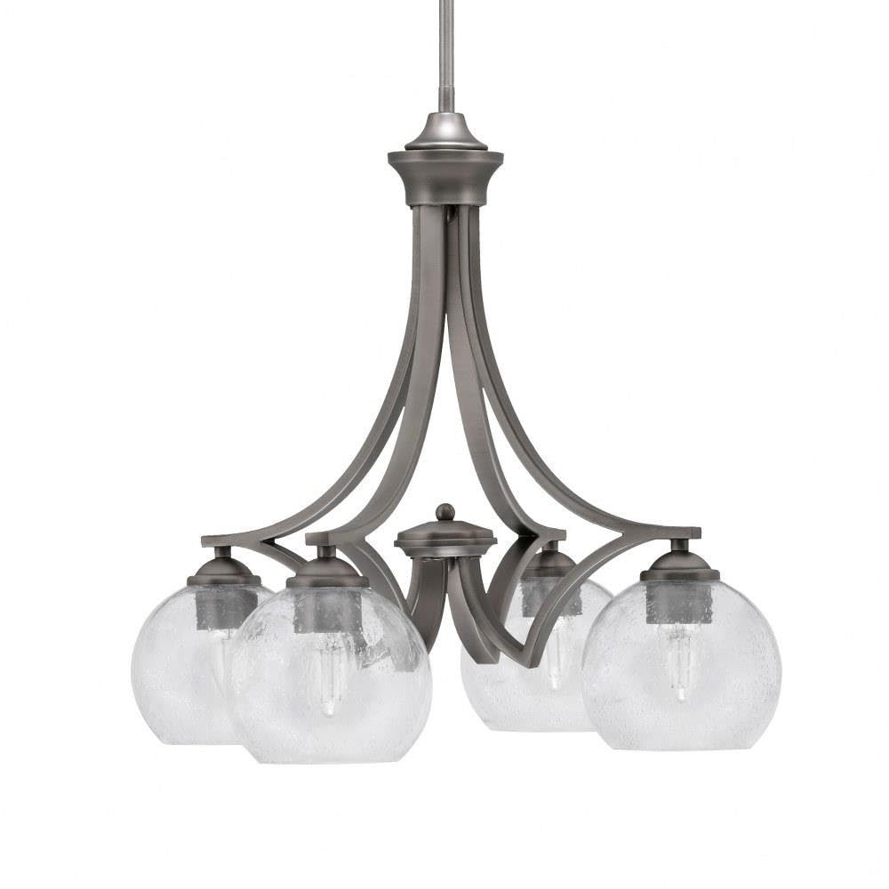 Toltec Lighting 568-Gp-4100 Zilo - 4 Light Downlight Chandelier-19.5 Inches Tall And 20.75 Inches Wide, Finish Color: Graphite, Glass Color: Clear Bubble
