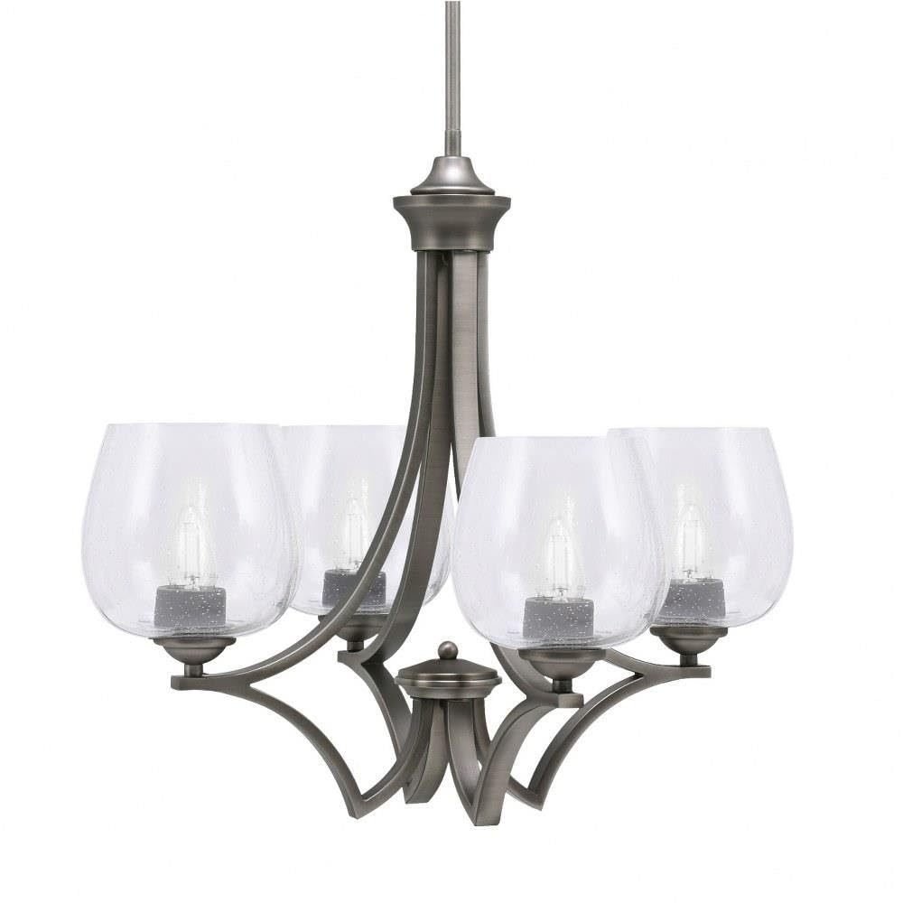 Toltec Lighting 564-Gp-4810 Zilo - 4 Light Uplight Chandelier-19.75 Inches Tall And 21 Inches Wide, Finish Color: Graphite, Glass Color: Clear Bubble