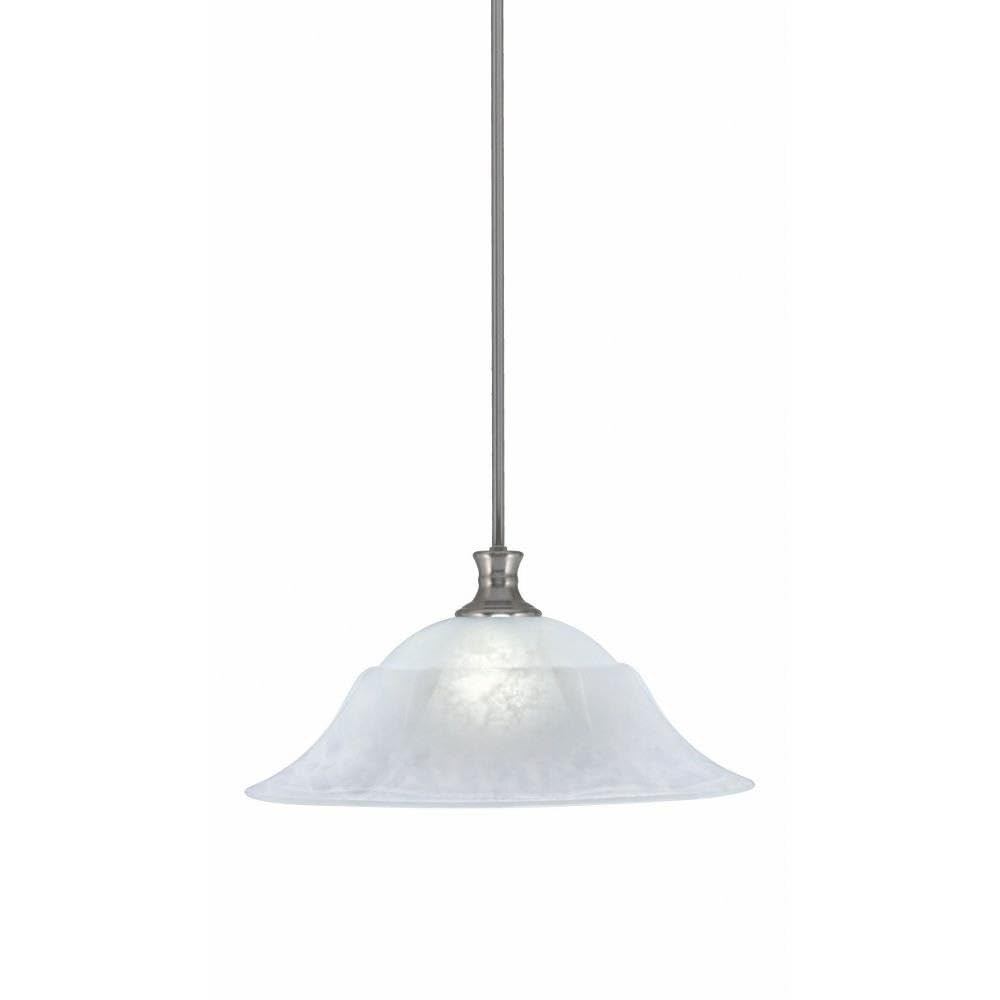Toltec Lighting 76-BN-53815 Stem - 1 Light Pendant with Hang Straight Swivel-9.5 Inches Tall and 20 Inches Wide, Finish Color: Brushed Nickel, Glass Color: White Marble