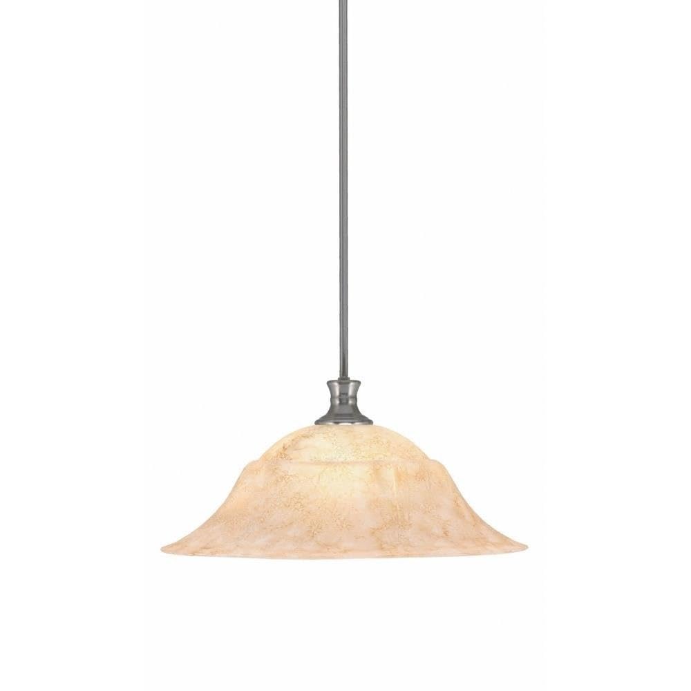 Toltec Lighting 76-BN-53818 Stem - 1 Light Pendant with Hang Straight Swivel-9.5 Inches Tall and 20 Inches Wide, Finish Color: Brushed Nickel, Glass Color: Italian Marble