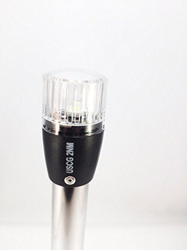 Pactrade Marine Boat Navigation Lights Led - 10.5 Inch White All-Round/Stern Light Pole (Folding Base, Surface Mount) - Boat Acc