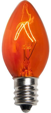 Vickerman C9 Transparent Plastic LED Orange Dimmable Bulb, E17 Nickel Base, 25 per Bag