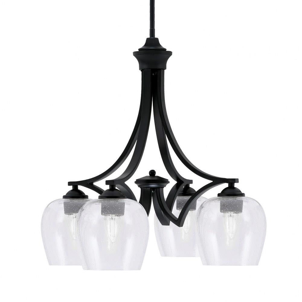 Toltec Lighting 568-Mb-4810 Zilo - 4 Light Downlight Chandelier-20.75 Inches Tall And 21.5 Inches Wide, Finish Color: Matte Black, Glass Color: Clear Bubble