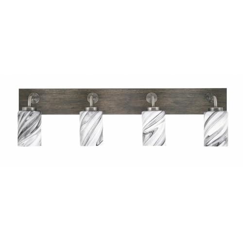 Toltec Lighting 1774-Gpdw-3009 Oxbridge - 4 Light Bath Bar-10 Inches Tall And 36 Inches Length, Finish Color: Graphite/Painted Distressed Wood-Look Metal, Glass Color: Onyx Swirl