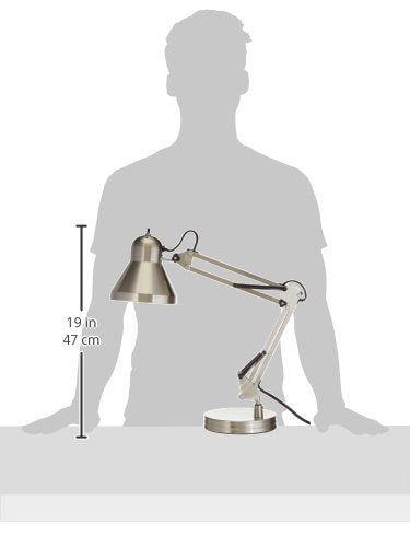 Boston Harbor WK-618E-3L Brushed Nickel Swing Arm Desk Lamp Holder - Gray Metal Finish