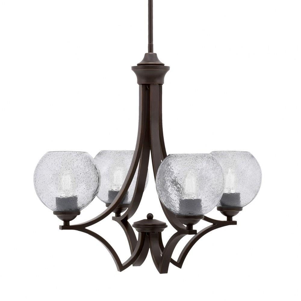 Toltec Lighting 564-Dg-4102 Zilo - 4 Light Uplight Chandelier-19.75 Inches Tall And 20.75 Inches Wide, Finish Color: Dark Granite, Glass Color: Smoke Bubble