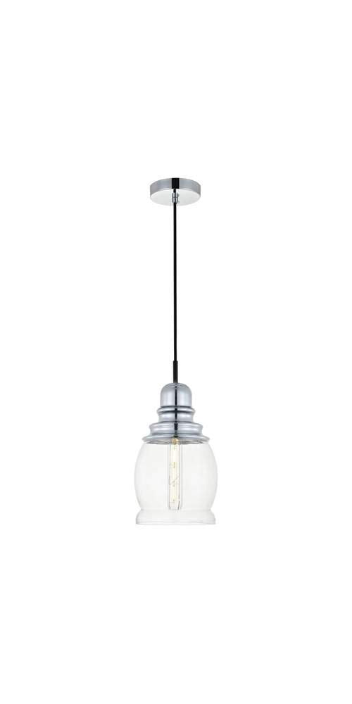 Elegant Lighting Kenna Chrome Pendant Light - Clear Glass, Modern Iron Design