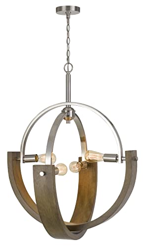 Cal Lighting Fx-3741-4 Transitional Four Light Chandelier From Rauma Collection In Pewter, Nickel, Silver Finish, 28.00 Inches