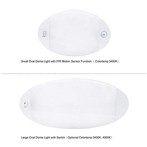 Facon 12V RV Ceiling Light with Switch & Motion Sensor, LED Puck Light, White, Model DLS01-608PIR