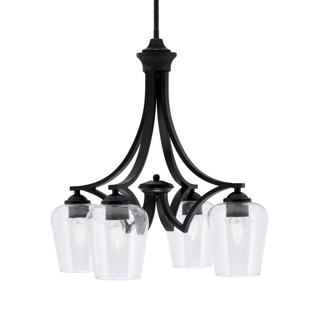 Toltec Lighting 568-Mb-210 Zilo - 4 Light Downlight Chandelier-20.75 Inches Tall And 20 Inches Wide, Finish Color: Matte Black, Glass Color: Clear Bubble