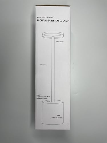 Bravzurg Cordless Table Lamp, 5000Mah, Dimmable, Metal, Wireless Led Light, Gold, Model S804