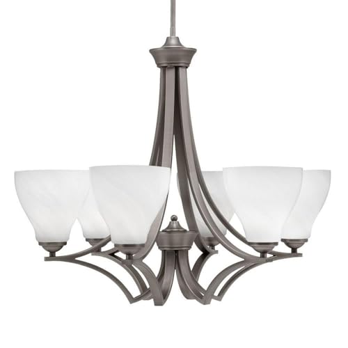 Toltec Lighting 566-Gp-4761 Zilo - 6 Light Uplight Chandelier-23 Inches Tall And 26.75 Inches Wide, Finish Color: Graphite, Glass Color: White Marble