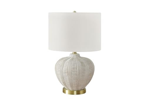 Monarch Specialties I 9617 Lightingtable Lamp, Ivory/Cream Shade, Cream Resin, Transitional