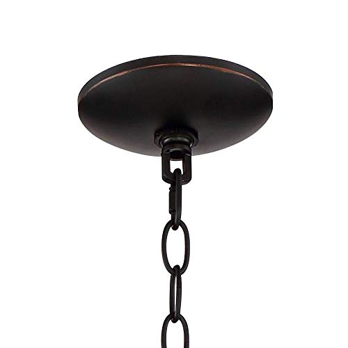 Franklin Iron Works 4-Light Pendant Chandelier, 16in Wide, Iron Gray, Metal & Glass, Model 7926-FR-4, Farmhouse Industrial Style
