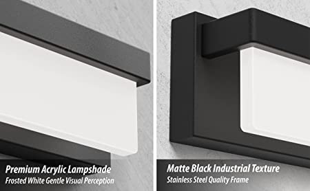 Lightinn Led Bathroom Vanity Light 16.5" Black Metal Over Mirror Sconce 4000K Daylight