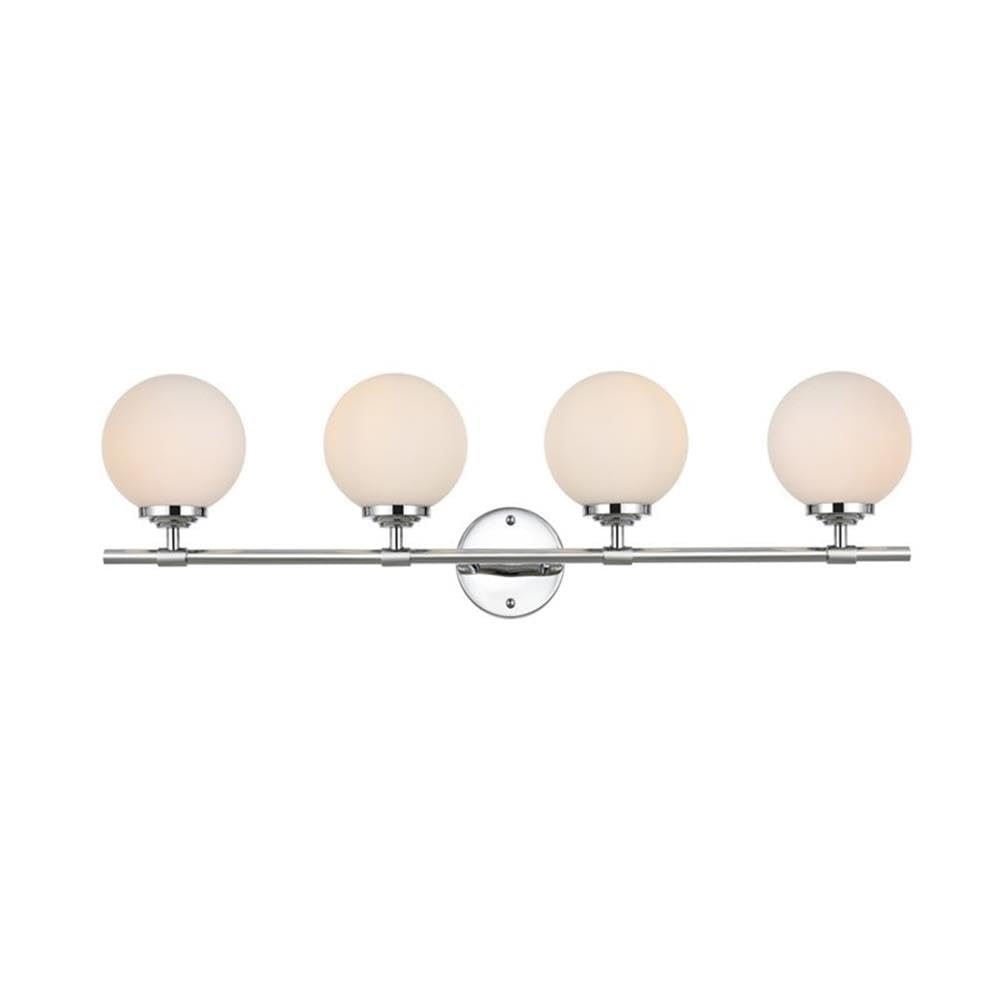 Living District Ansley 4-Light Iron & Glass Bath Sconce in Chrome/Frosted White