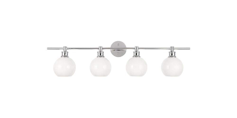 Living District Collier 4-Light Metal Wall Sconce in Chrome and Frosted White