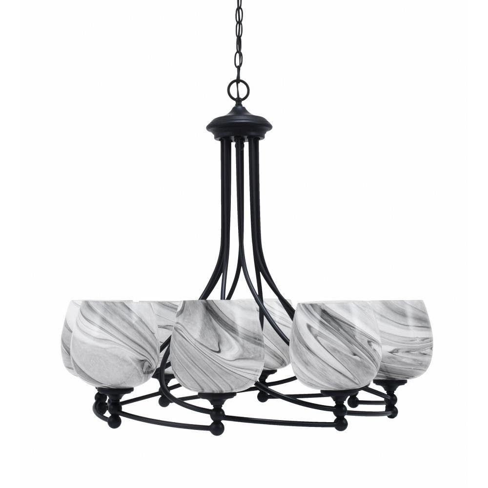 Toltec Lighting 908-Mb-4819 Capri - 8 Light Uplight Chandelier-30.5 Inches Tall And 32.75 Inches Wide, Finish Color: Matte Black, Glass Color: Onyx Swirl