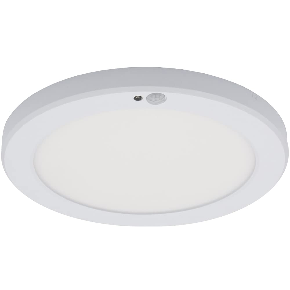 Maxxima 9 In. Round Ceiling Mount Light Fixture - Features Motion Sensor, 1500 Lumens, 3000K Warm White, Automatic Dusk To Dawn 