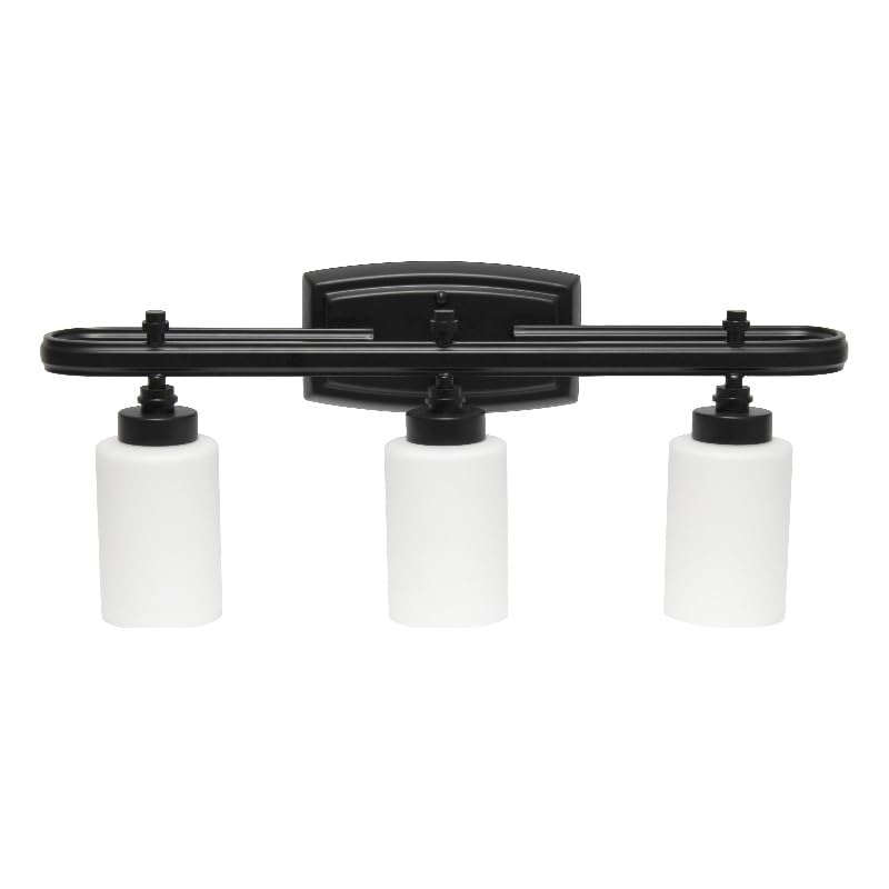 All The Rages 3-Light Metal Vanity Fixture Opaque Shade LHV-1006-BK Black
