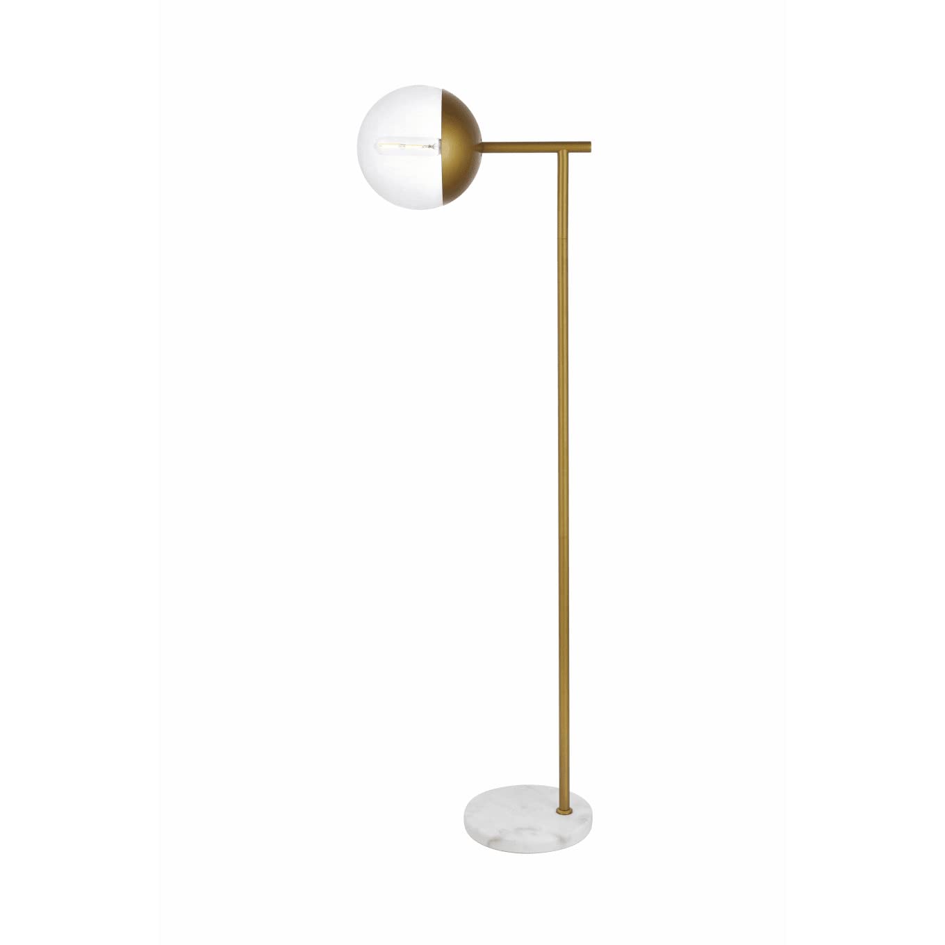 Living District Eclipse 1 Light Brass Floor Lamp with Clear Glass