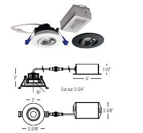 Nora Nm2-2Rg6027Bb 2'' Mini Recessed Gimbal, 600 Lumens - No Housing Required (Matte Black, 2700K)