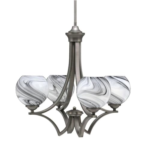 Toltec Lighting 564-Gp-4109 Zilo - 4 Light Uplight Chandelier-19.75 Inches Tall And 20.75 Inches Wide, Finish Color: Graphite, Glass Color: Onyx Swirl