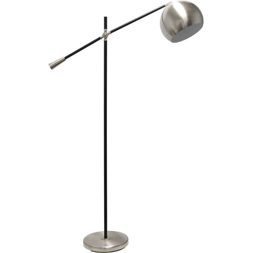 LALIA HOME Decorative Floor Lamp, Black Matte, Brushed Nickel, 11inL x 37inW x 59inH, Model LHF-5015-BN, Inner White Dome Shade