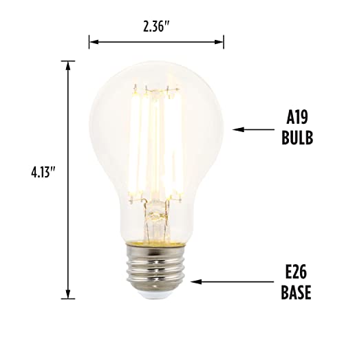 Westinghouse 5255020 10 Watt (100 Watt Equivalent) A19 Dimmable Clear Filament Led Light Bulb, Medium Base, 6 Pack